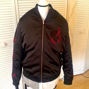 The kooples embroidery satin bomber jacket wore 4 times